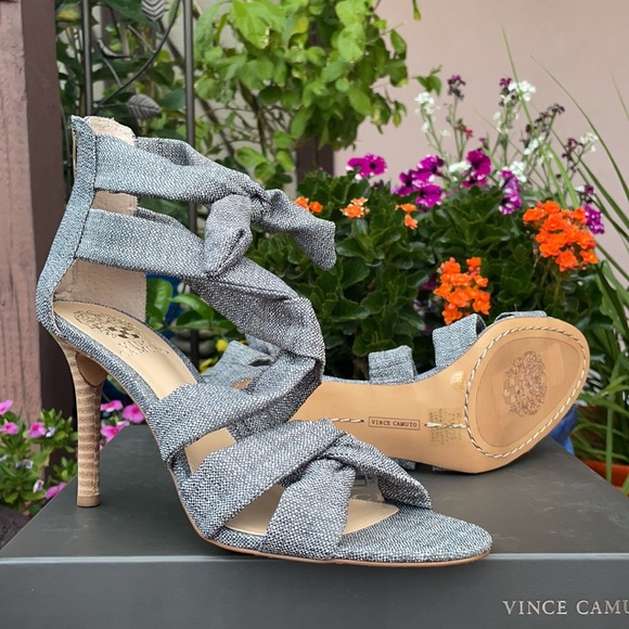 New Vince Camuto Gray Faux Wrap Strappy High Heel Sandals - Picture 12 of 16